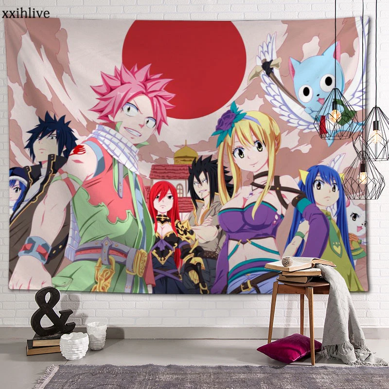 

Wall Tapestry Japanese Anime Fairy Tail Background Decorative Wall Hanging For Living Room Bedroom Dorm Room Home Decor