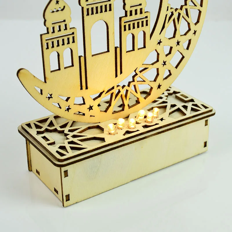 

Ramadan Decoration Wood Moon LED Light Eid Mubarak Ornament Islam Muslim Ramadan Karee Festival Party Home Supplies