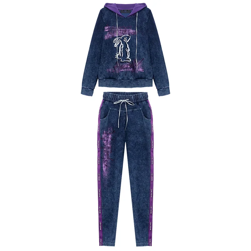 Комплект одежды в Корейском стиле осенняя женская джинсовая одежда комплект из