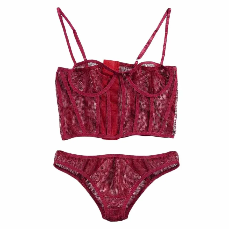 Женский сексуальный Комплект Нижнего Белья размера плюс бюстгальтер и тонкие