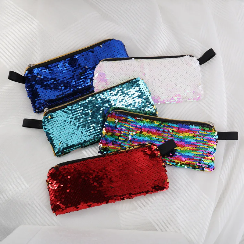 Sandro hand zipper sequin pencil case stationery bag student creative | Канцтовары для офиса и дома