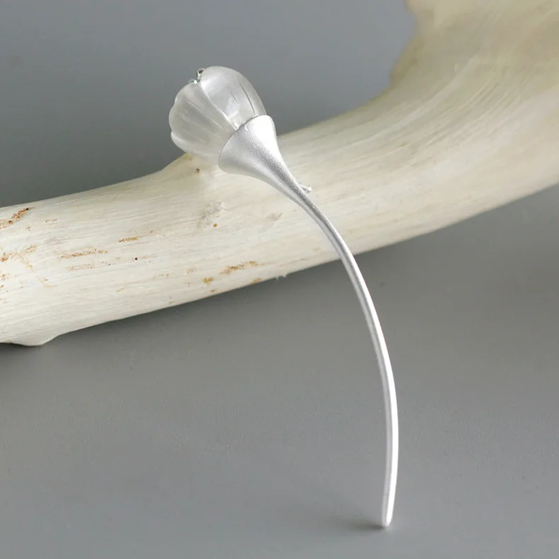 INATURE натуральный хрустальный цветок броши для женщин простой дизайн 925 пробы серебряная брошь булавка модное ювелирное изделие подарок - Окраска металла: Silver Matte