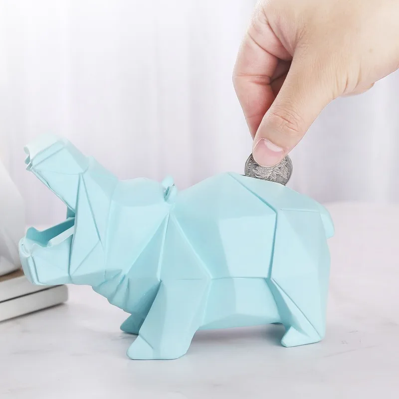 Color Hippo Piggy Bank Home Children's Cute Abstract Pink Hippopotamus Resin Statue Animal Decorations Craft ZM918 | Дом и сад