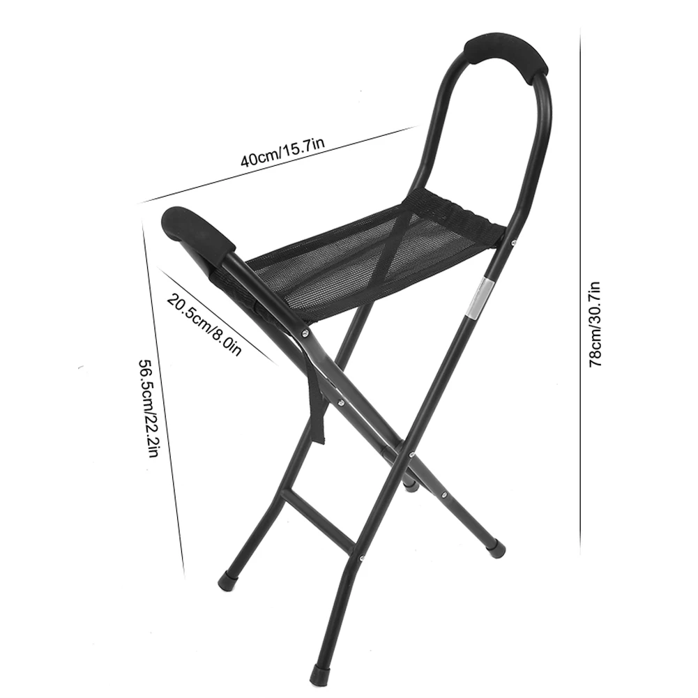 구매 워킹 스틱 지팡이 접이식 알루미늄 합금 지팡이 의자 노인을위한 시트가있는 휴대용 경량 워킹 의자