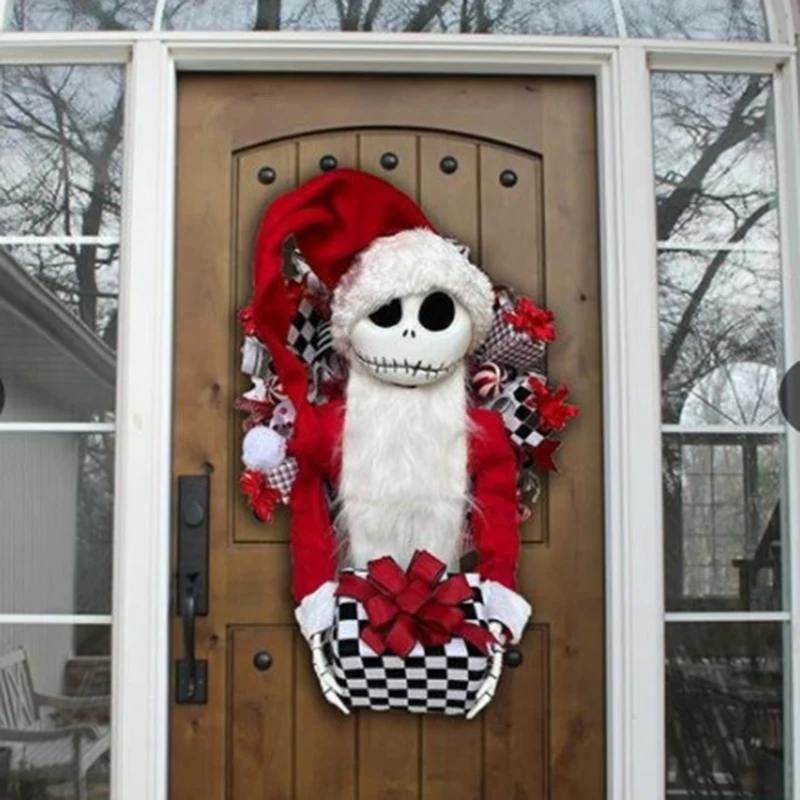 Guirnalda navide&ntilde;a de Jack kelington para colgar en la puerta del hogar, decoraci&oacute;n de jard&iacute;n al aire libre, decoraci&oacute;n de Navidad y A&ntilde;o Nuevo-0