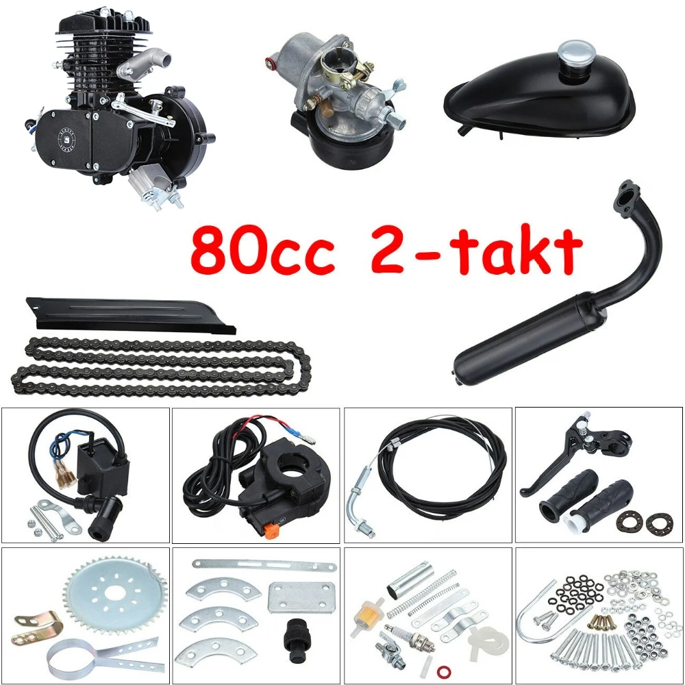 80cc 2 велосипедный мотоцикл инсульт газовый двигатель комплект для DIY электрический велосипед горный велосипед полный комплект двигателя велосипедный комплект газового двигателя