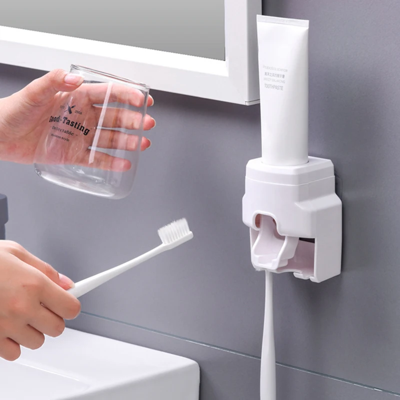 

Automatic Toothpaste Dispenser Wall Mount Toothbrush Holder Lazy Toothpaste Squeezer For Toilet Home Bathroom Accessorie