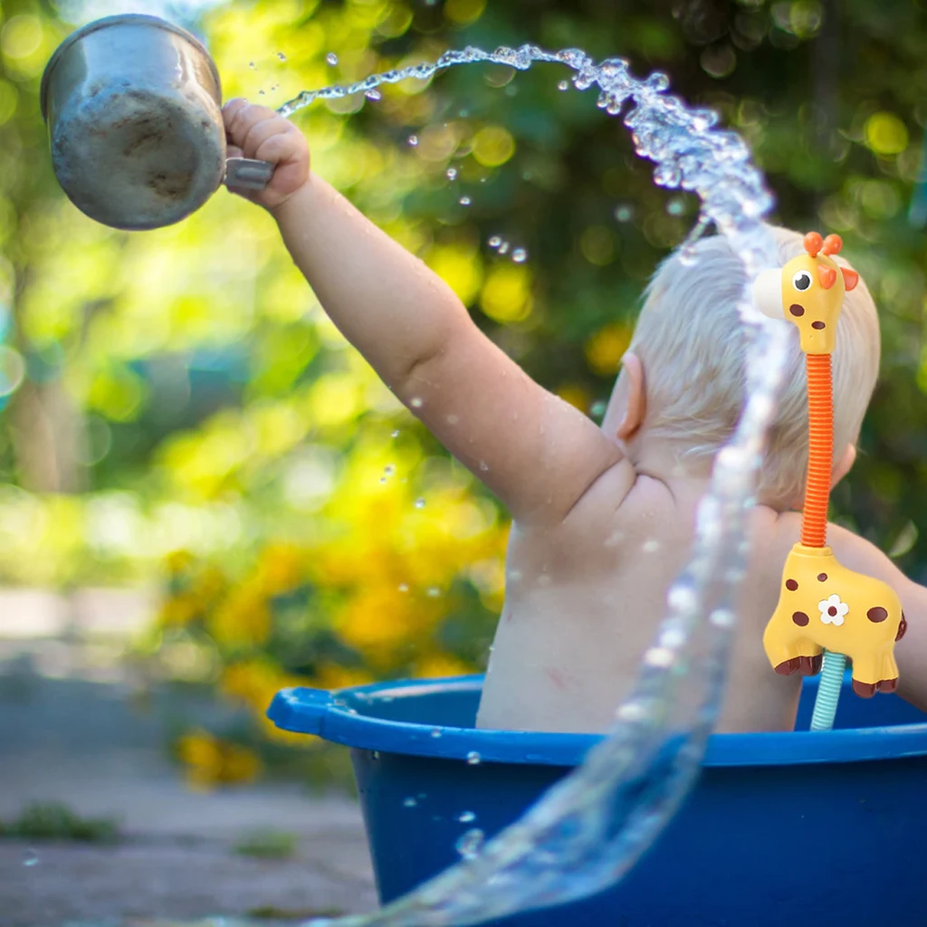 

Cartoon Cute Giraffe Electric Shower Spray Head Sucker Spraying Sprinkler Showerhead Kids Toddler Bath Swimming Pool Toy