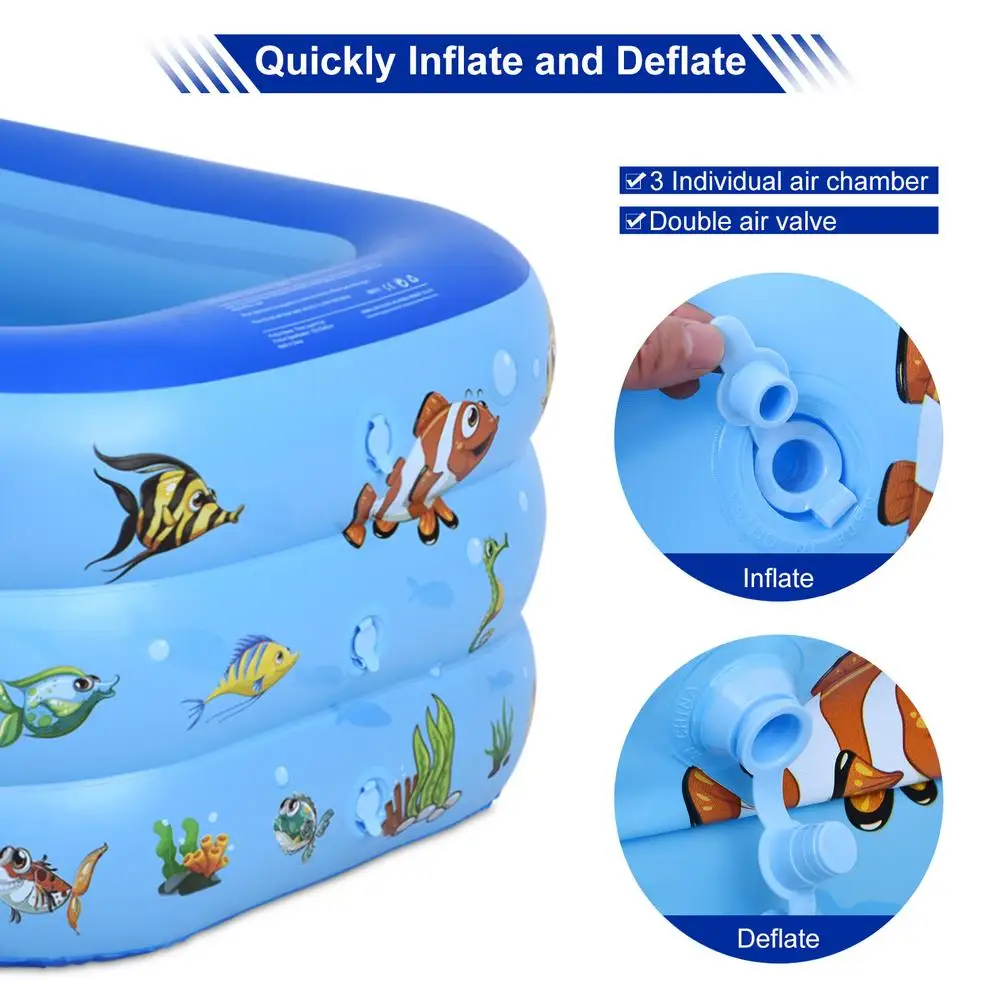 

3 Laier Children Square Pool Ocean Series Swimming Pool Outdoor Bath Kids Play Pool PVC Safe Swimming Pool
