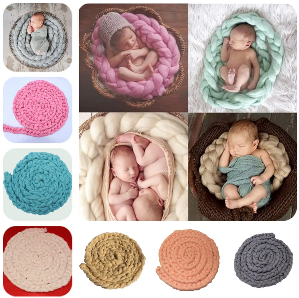 

Handmade Woven Baby Blankets Wool Crochet Baby Blanket Newborn Twisted Braid Photography Props Chunky Knit Blanket Basket Filler