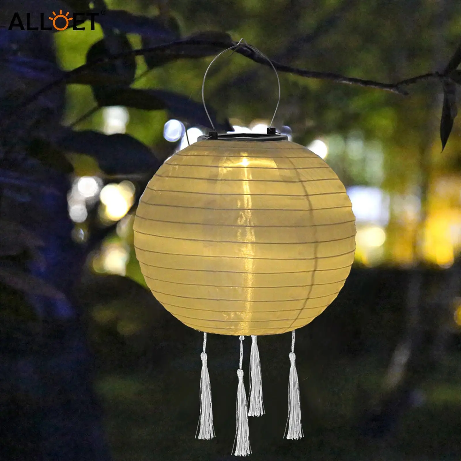 

Hanging Solar Lights, Outdoor Chinese Ball LED Lantern with Tassels, Waterproof Landscape Decoration for Home Garden Party of 2