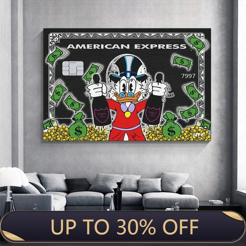 Alec Монополия Диснея Дональд Дак Холст Картина граффити миллионер деньги улица