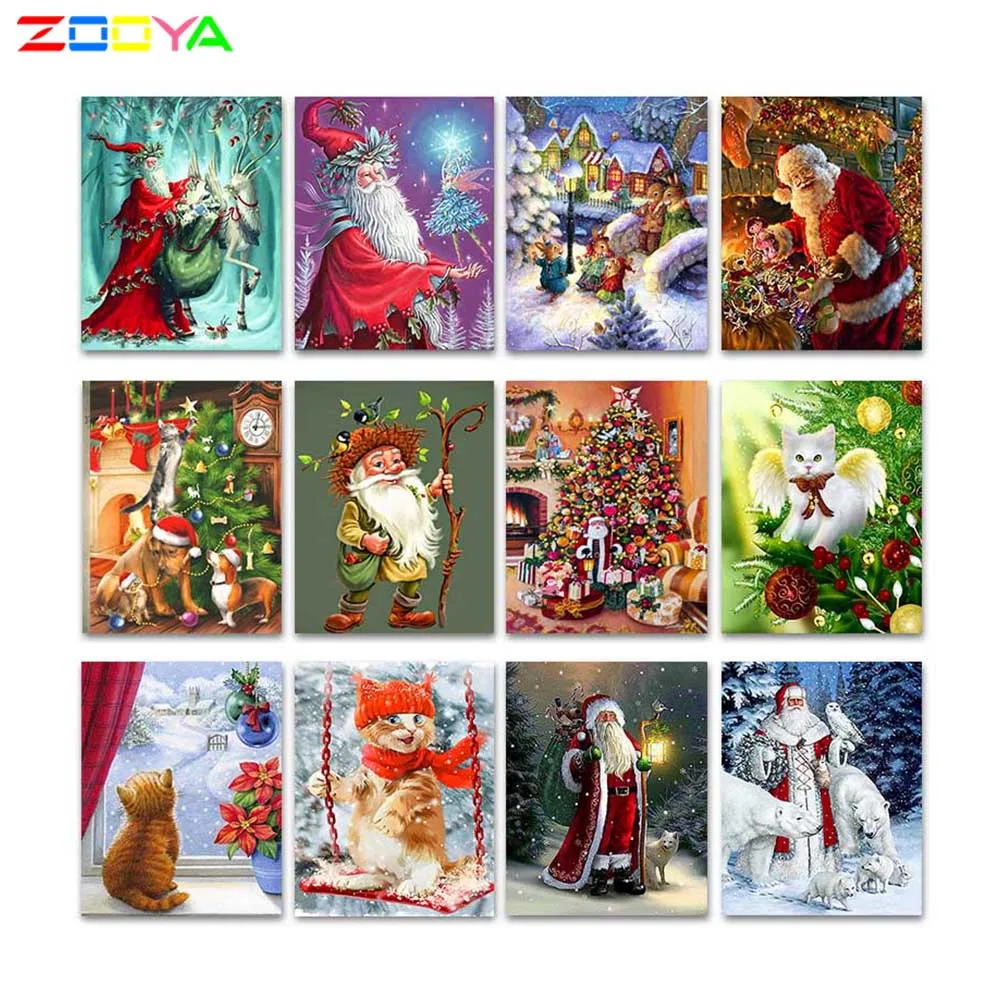 Zooya 5D бриллиантовый рисунок Рождество Картина полная дрель квадратная Алмазная