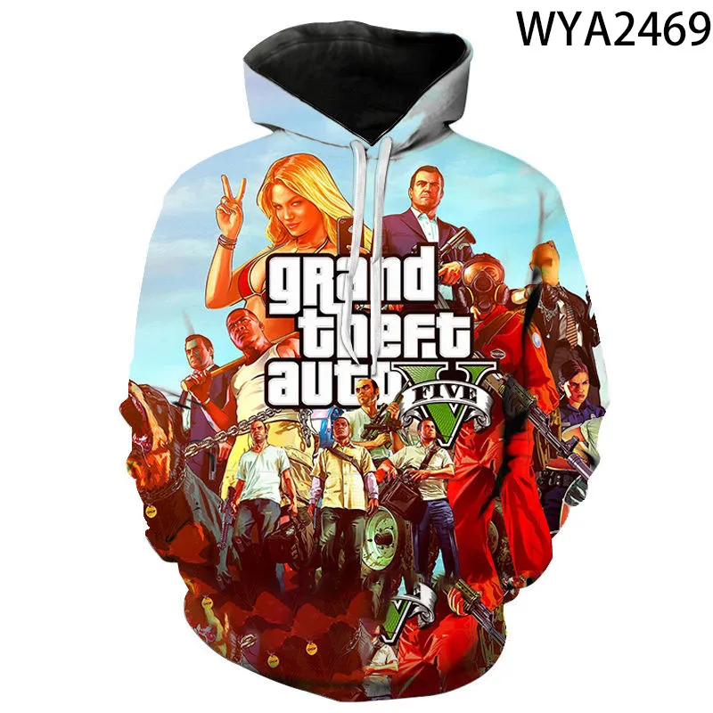 Новинка 2020 толстовки с 3D принтом Grand Theft Auto Game Gta 4/5 для мужчин женщин детей Крутая