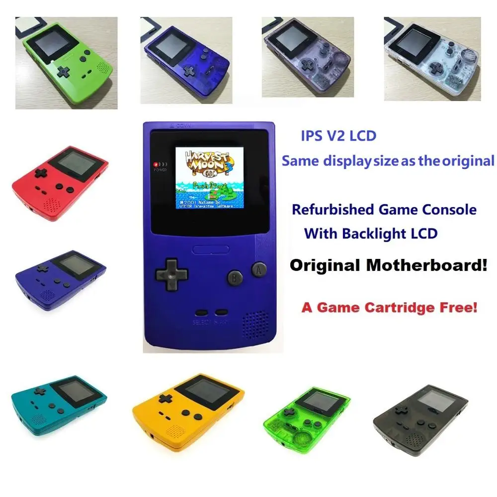 

V2 iPS backlight LCD Refurbished For Game Boy Console For GBC Console With Backlight Backlit LCD Mod Console