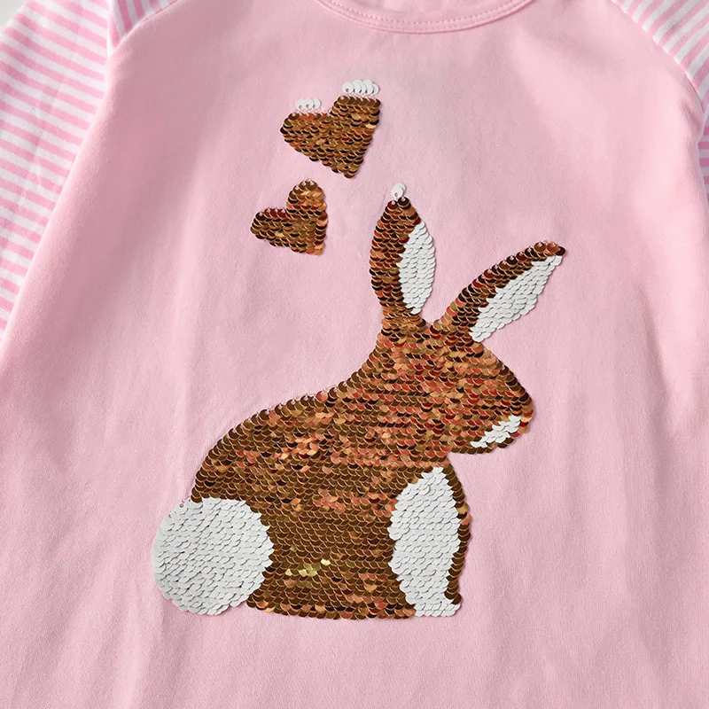 VIKITA Girls Striped Dress Children Autumn Winter Long Sleeve Dresses Kids Patchwork Ruffle Vestidos Girl Rabbit Butterfly | Детская