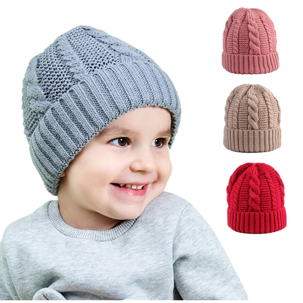 

Kids Winter Knit Hat Warm Hats Children Cable Baby Beanie Skull Cap Infant Toddler Woolen Hat Winter Knitted Beanies Cap 0-4Y