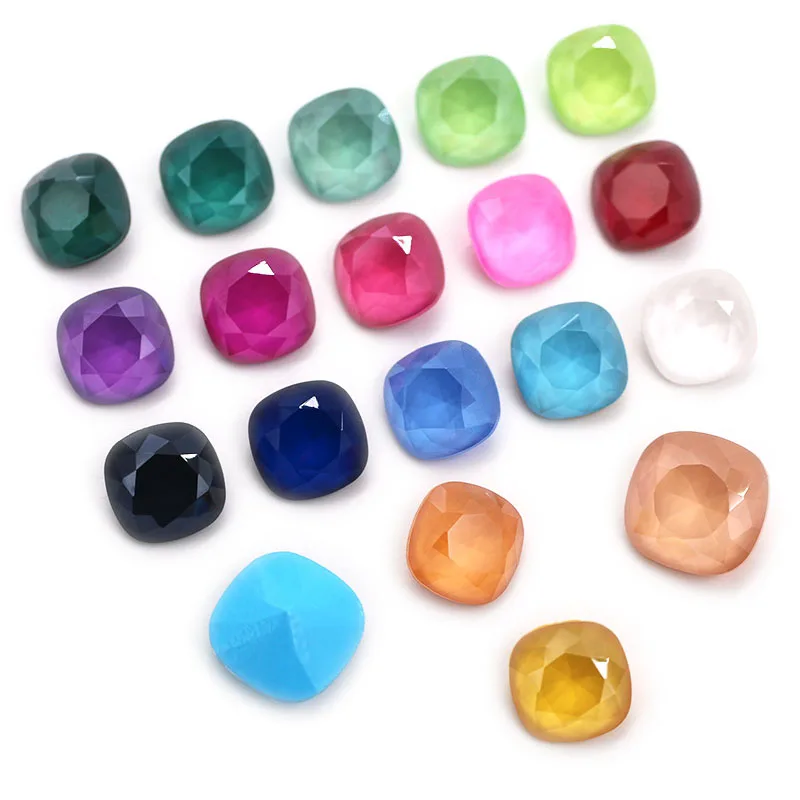 

Nail Decoration 8mm/10mm/12mm Fat Square Shape Mocha Pointback Cushion Cut Crystal Strass Glass Rhinestones For Jewelry Making