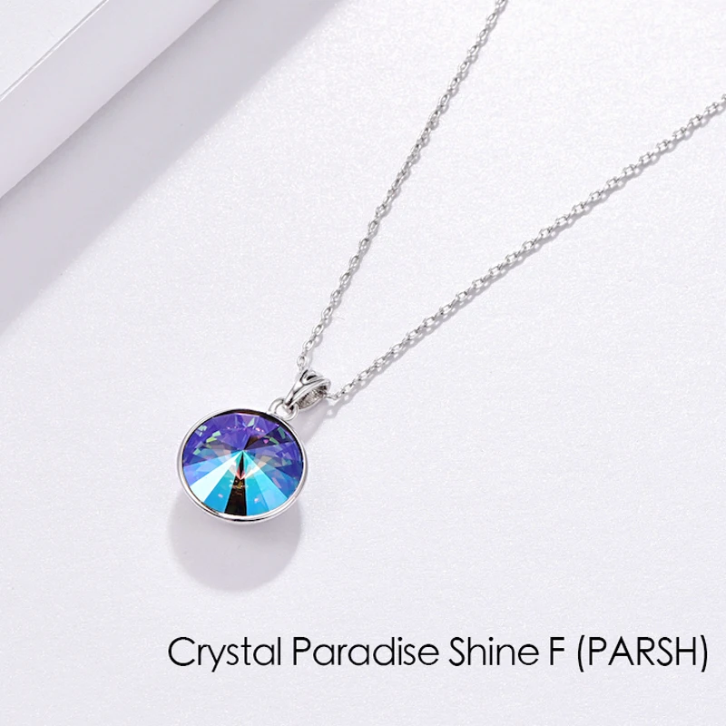 Ожерелье с кристаллами Swarovski, новая мода, круглый камень Bella RIVOLI, ожерелье с кулоном для женщин, элегантные вечерние ювелирные изделия на свадьбу - Окраска металла: CRYSTAL-PARSH