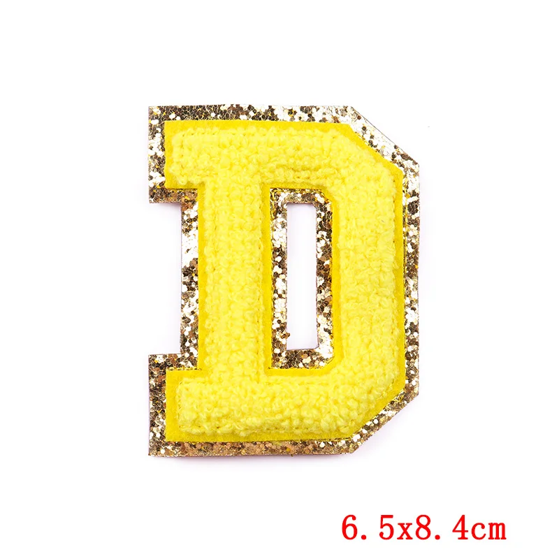 Желтые блестки искусственная вышивка нашивка на одежду нашивки с английскими
