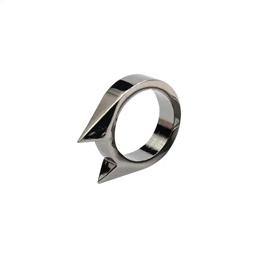 black Punk Finger Ring Men Women Cool cute Cat Ear Self Defence Pendant Keychain Multifunction Outdoor Survival Tool Jewelry Gifts - Цвет основного камня: black