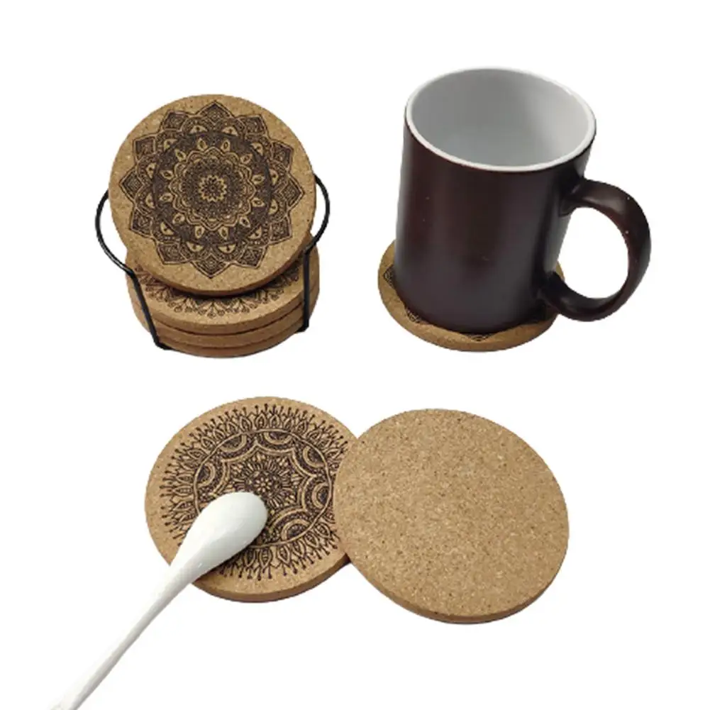 Подставки 8 шт./компл. Nordic Mandala Design круглая пробка премиум деревянные подставки
