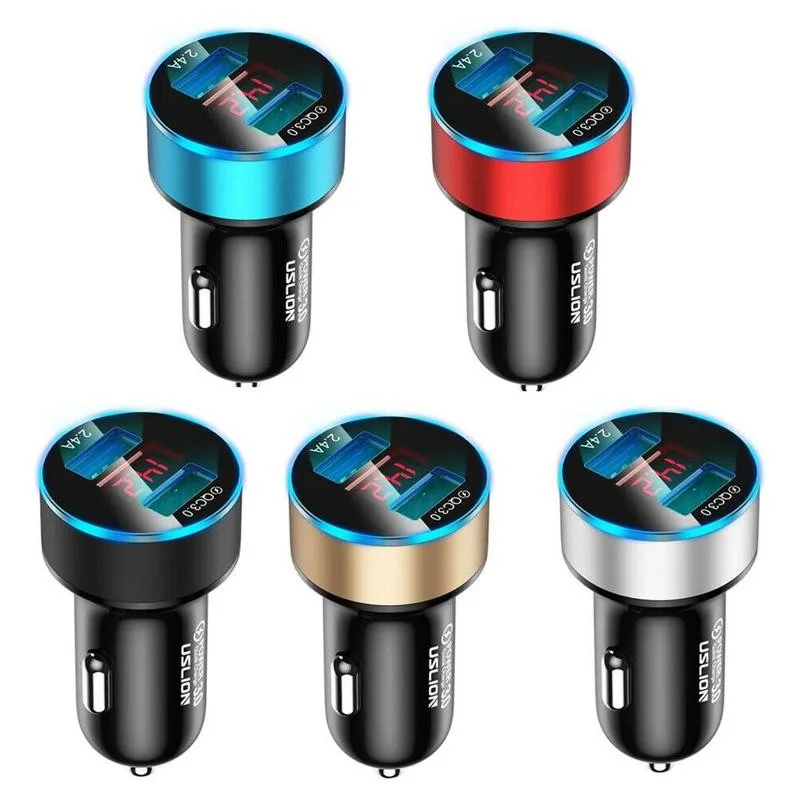 

1pcs Universal Car Charger Dual USB Quick Charger With Led Indicator Light Multi-functional USB Fast Charging Car Charger