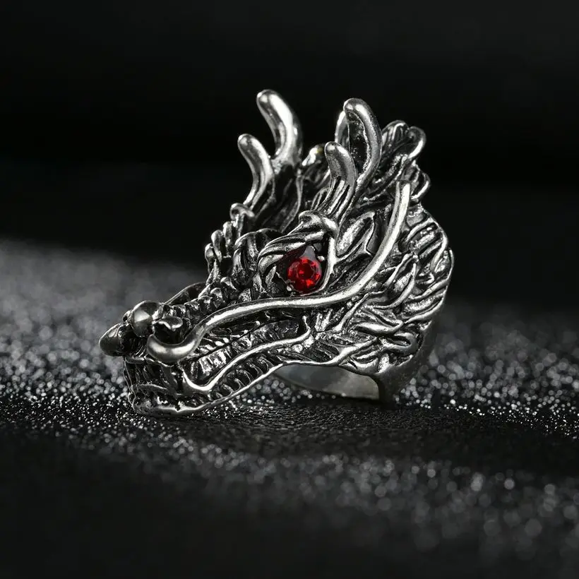 

Domineering Red Crystal Evil Eye Dragon Ring For Men Girls Women Adjustable Animal Retro Punk Rings Jewelry