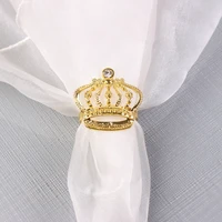 12pcswedding imitation diamond studded metal crown golden napkin ring table top decoration for celebration hotel wedding recept
