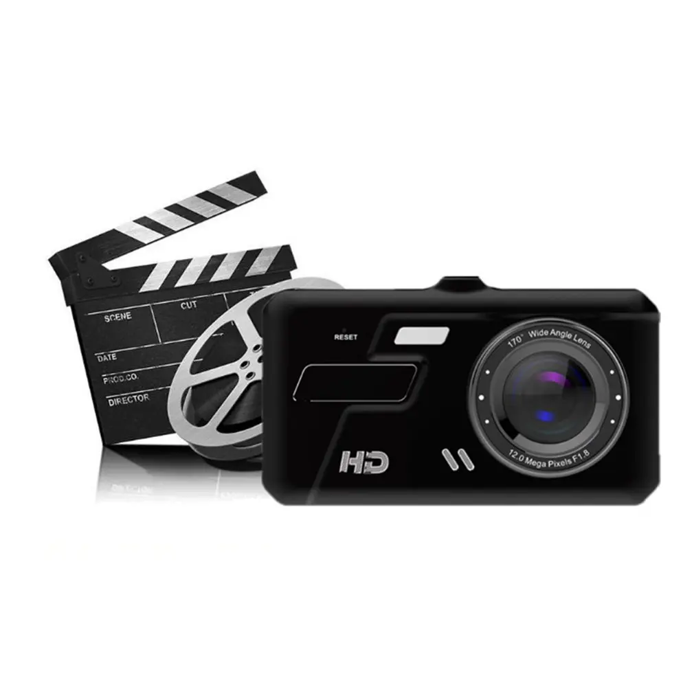 

4'' DVR 1080P Touch Screen Dual Lens Dash Cam Front and Rear Driving Recorder 12 Million Pixels High Resolution Wide Angle Lens