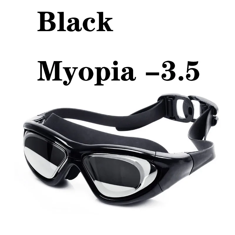 Очки для дайвинга по рецепту, для близорукости, для взрослых, силиконовые очки для плавания, очки для бассейна, оптические, противотуманные, регулируемые, водонепроницаемые, для плавания - Цвет: Black Myopia -3.5