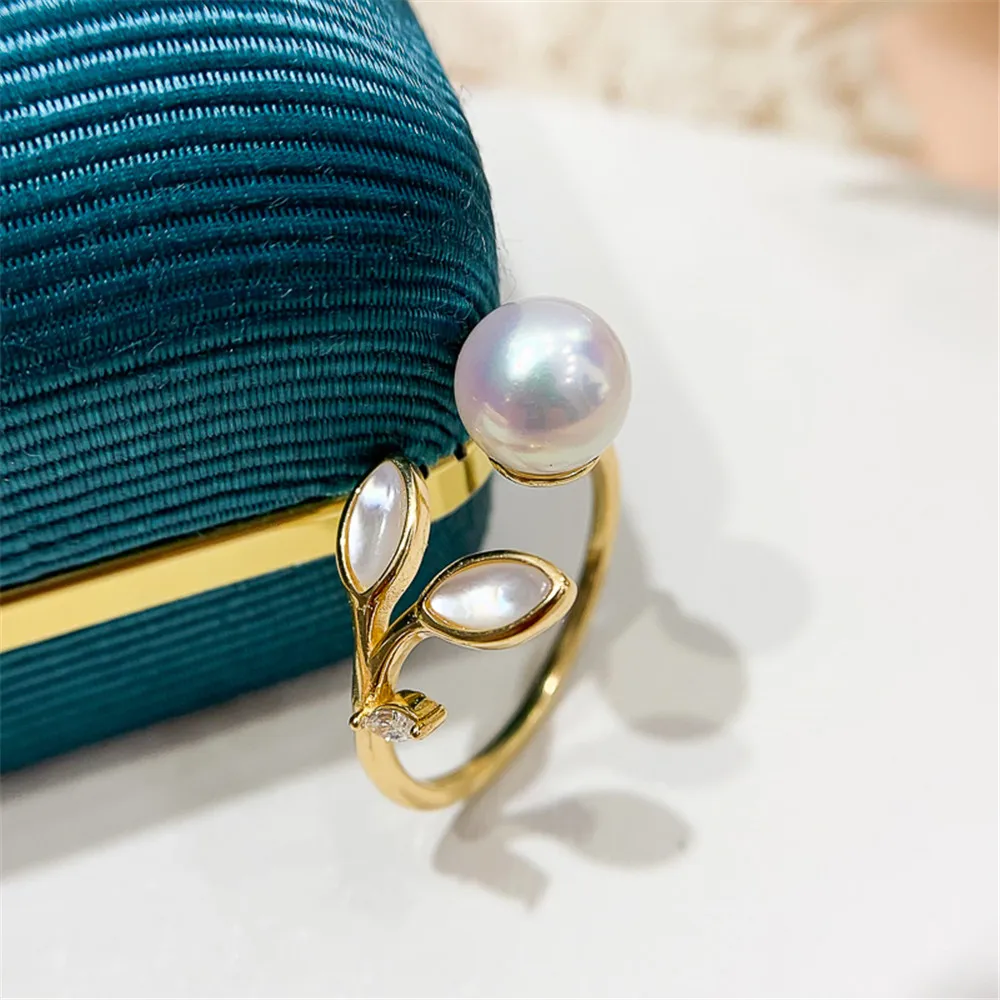 

Fashion Rings Resizable Design Rings Base 925 Sterling Silver Pearl Rings Settings Women DIY Pearl Rings Accessory No Pearl