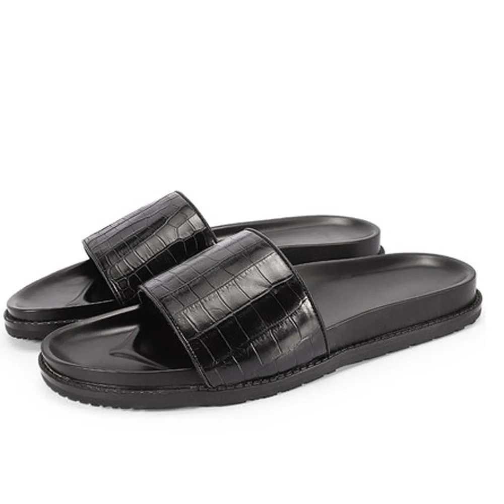 

piliyuan Thailand crocodile men slippers male crocodile leather leisure crocodile non-slip comfortable men slippers
