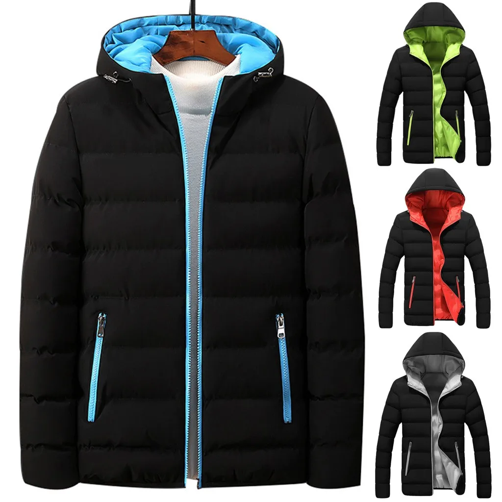 Парка мужская зимняя на молнии с капюшоном толстой подкладке|Мужские парки| |