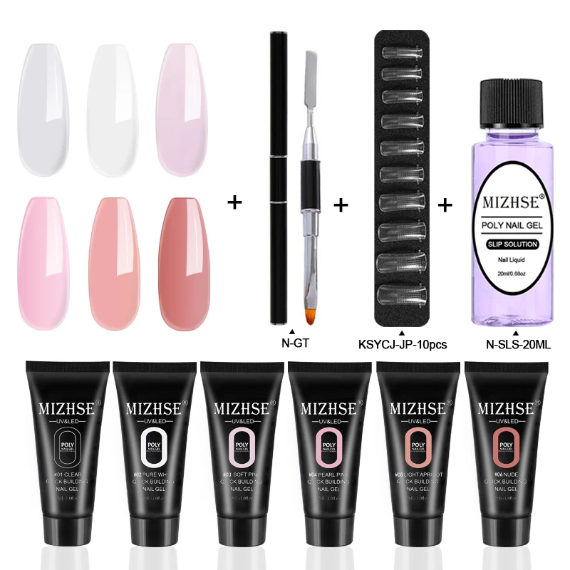 Набор полигелей MIZHSE для ногтей 30 г Кристальный УФ Гель лак наращивания