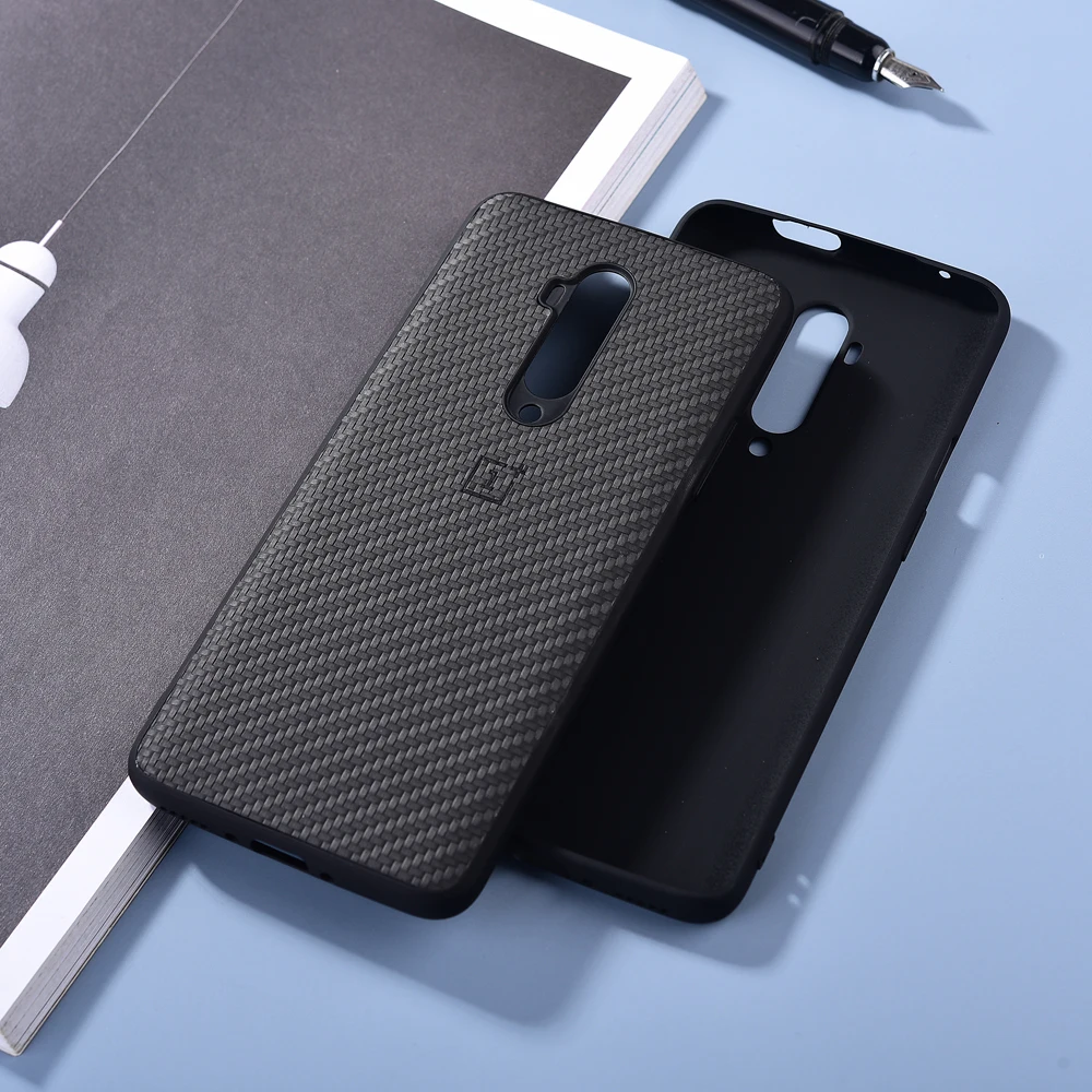 Oneplus 7T Pro Чехол из углеродного волокна Кожаный жесткий ударопрочный чехол с
