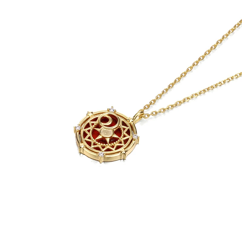 

Card Captor Cosplay Onyx Xingyue Sterling Silver Necklace Clavicle Chain Pendant Anime Adult COS Accessories Christmas Halloween