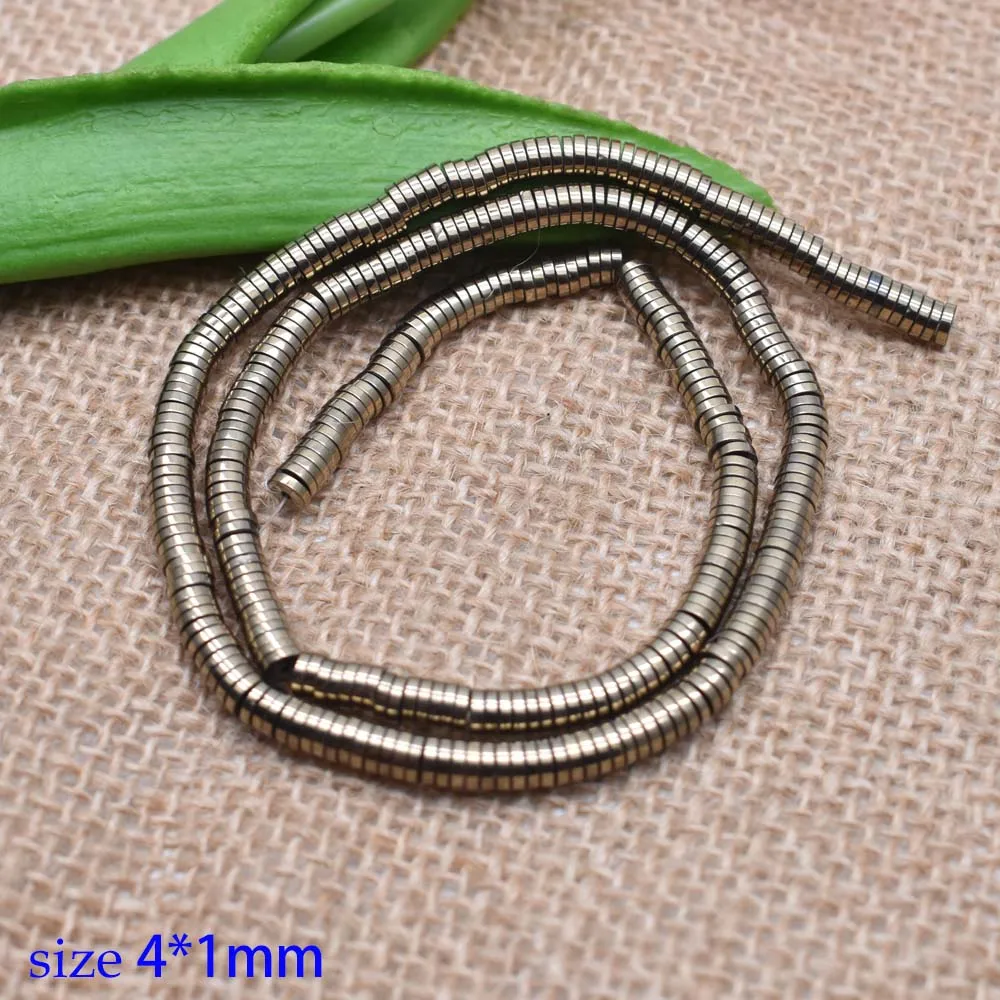 Yanqi 3/4mmNatural каменный диск Форма бусины из гематита плоские круглые бусины для самостоятельного изготовления ювелирных изделий браслет 1" без магнитной