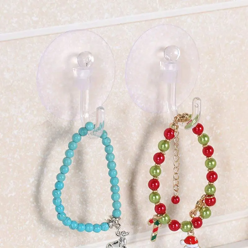 

20 X Suction Cups Clear Plastic Cups with Metal Hooks Window Decoration Cabinet Sucker Perfect for Hanging Christmas Decorations