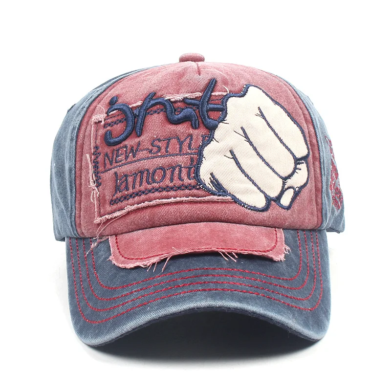 

New Kpop Retro Fist Baseball Cap Men's and Women's Fashion Letter Embroidered Duck Tongue Cap Outdoor Leisure Hat Men's Hat
