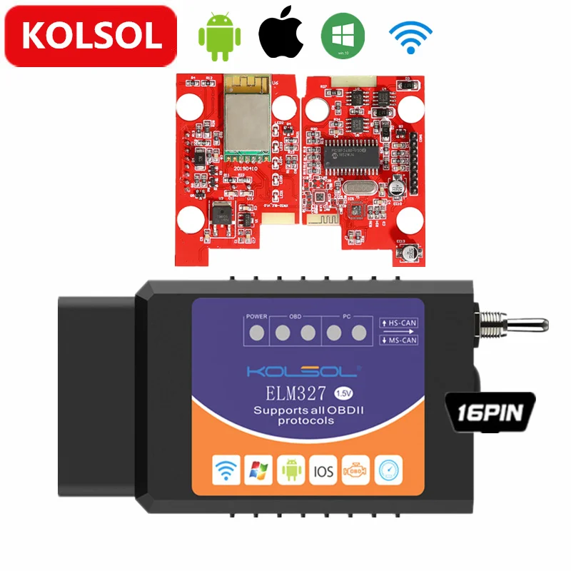 KOLSOL беспроводной ELM327 для Ford ELMconfig CH340+ 25K80 чип HS-CAN/MS-CAN ELM 327 V1.5 OBD2 сканер кода