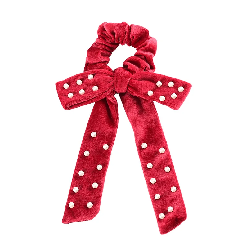 Женская бархатная резинка для волос AWAYTR эластичная лента с жемчужинами