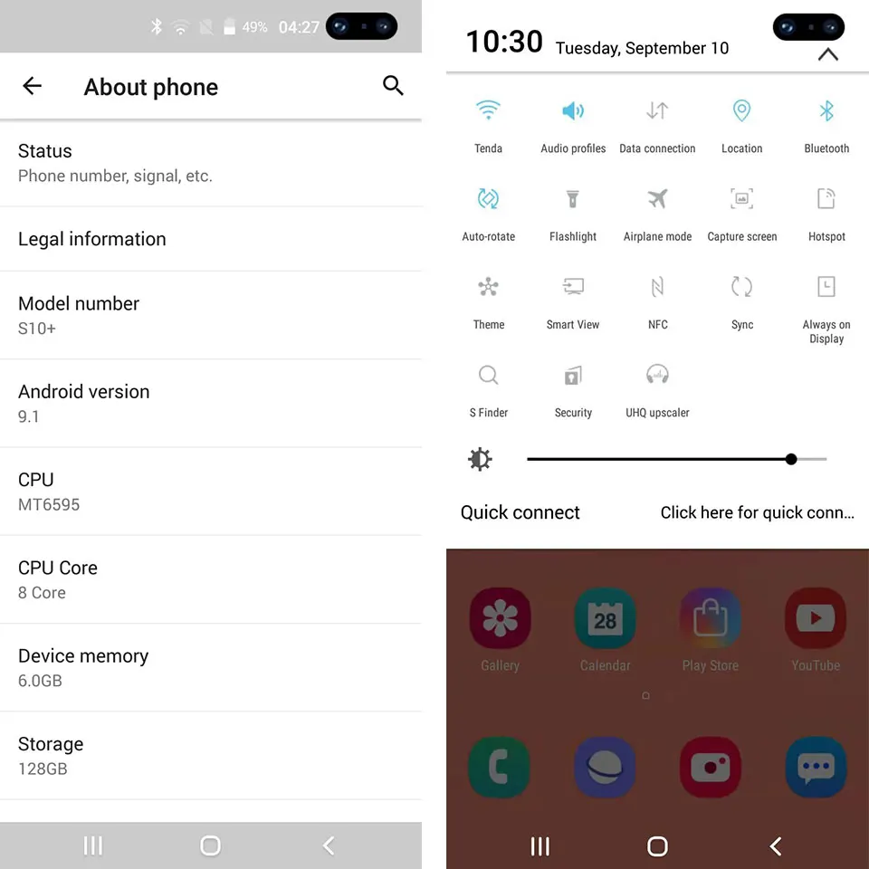 Смартфон S10+, полноэкранный, 6 ГБ+ 128 ГБ, 8 ядер, Android 9,0, Finger Face ID, двойная камера, 4G, смартфон, мобильный телефон, трубка