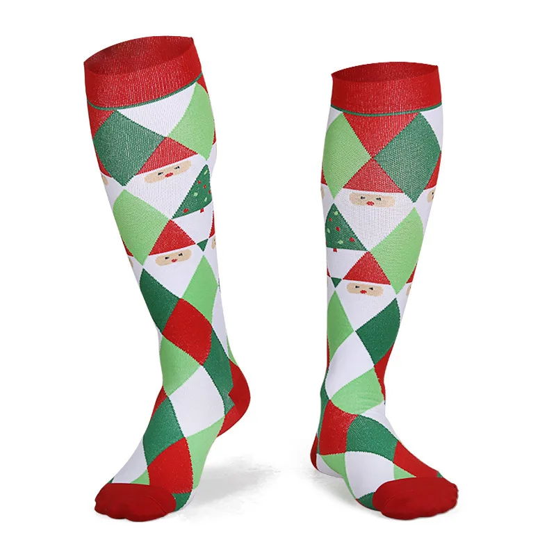 

2020 Christmas Gifts Compression Stockings Hat Tree Elk Sports Running Nylon Men Socks Relieve Muscle Fatigue Happy Socks Women