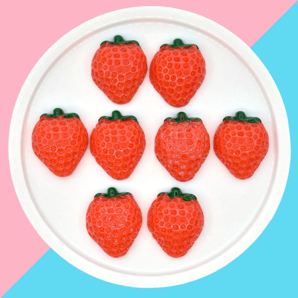 

20pcs Simulation Strawberry Flatback Resin Cabochon Fake Food Hair Bows Center Accessories DIY Craft Phone Decor Scrapbooking