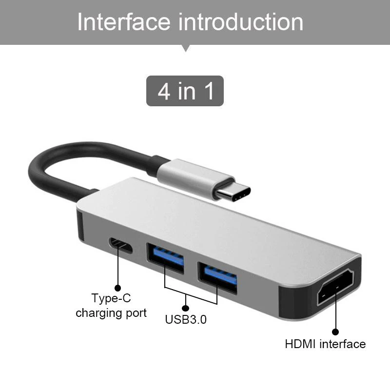 4 IN1 Basix USB C концентратор для Мульти USB 3,0 адаптер HDMI VGA док-станция Thunderbolt 3 док-станция с usb type-C PD TF 3,5 мм Слот для чтения для MacBookPro - Цвет: 4 IN1