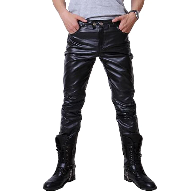 Мужские кожаные брюки в стиле хип хоп 3 цвета|men leather pants|casual pantsmens faux pants |