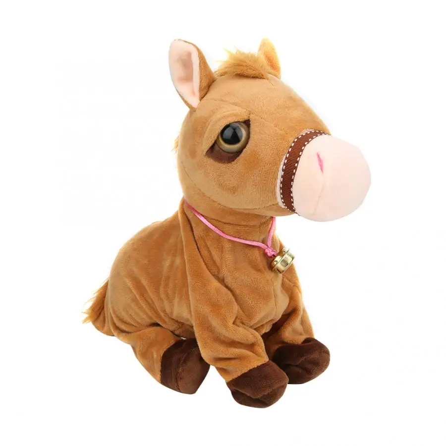 Умная электрическая лошадь плюшевая игрушка с голосовым управлением шагающая и