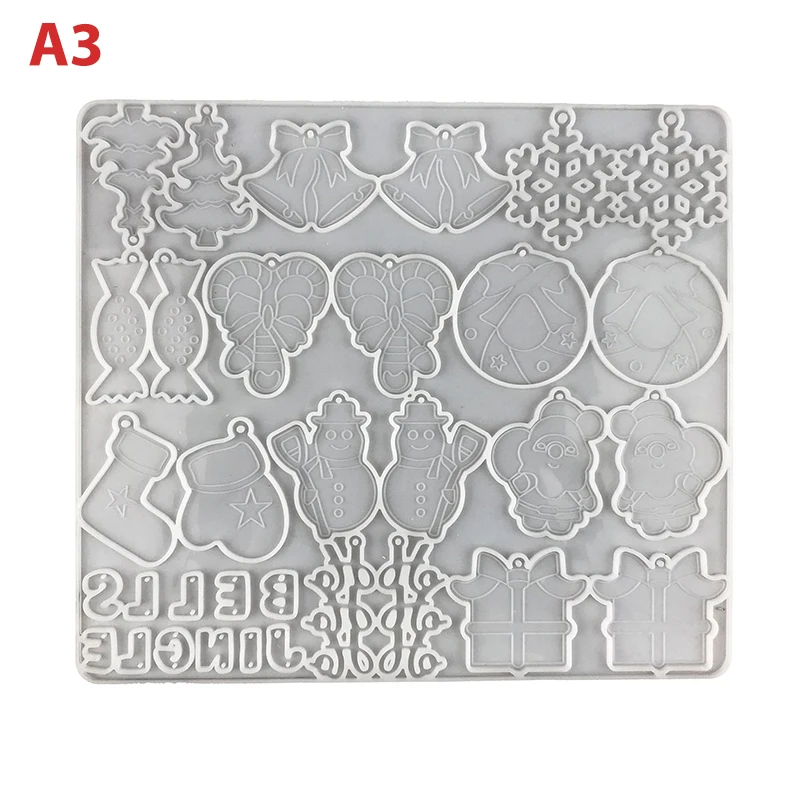 

Christmas Tree Snowflake Elk Pendant Mold Keychain Christmas Ornament Resin Mold Christmas New Year Decorations Gifts