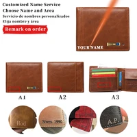 gps record smart wallet for men business name engraving genuine leather wallets bluetooth short credit card holders coin purse